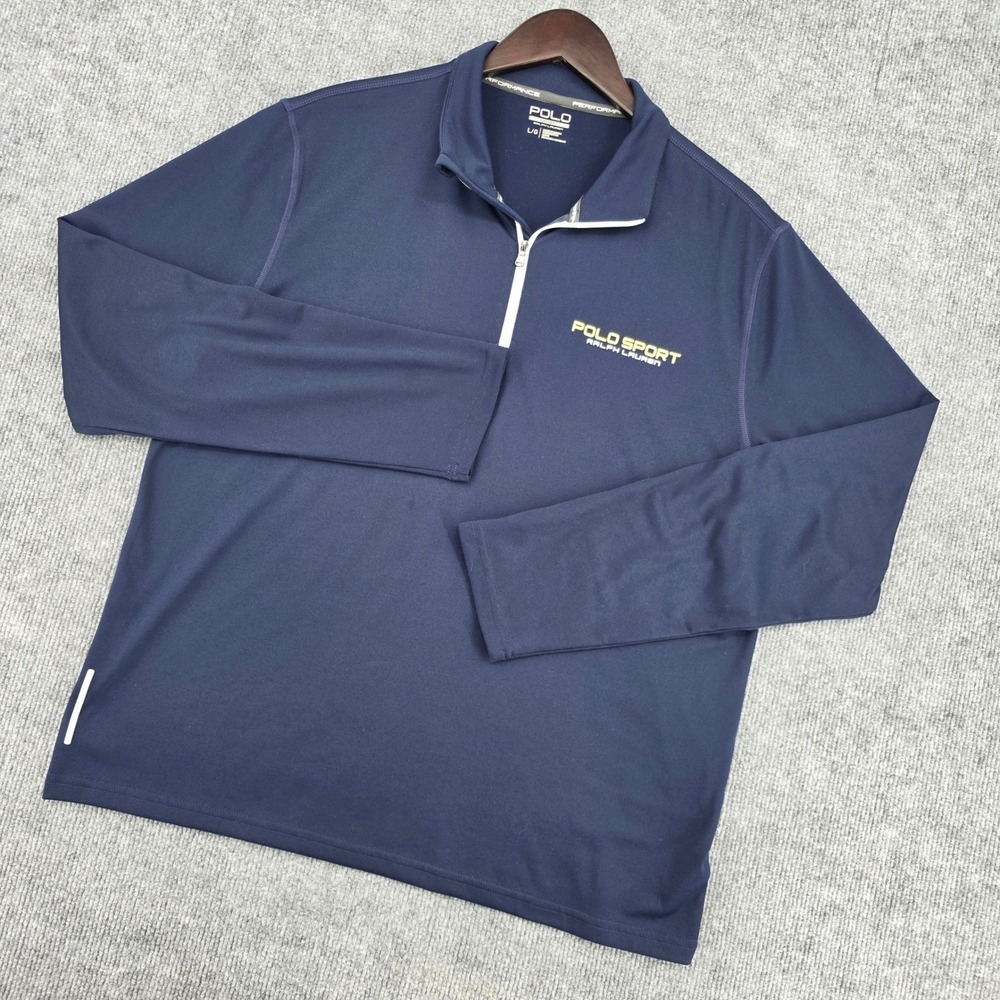 Polo Sport Ralph Lauren Mens Large Navy Blue ThermoVent Quarter Zip Pullover
